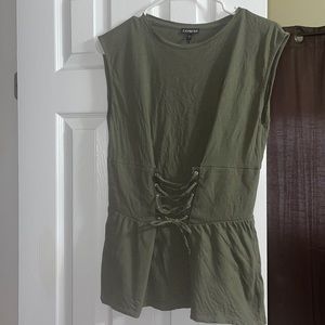 Army Green Corset Waist Sleeveless Top